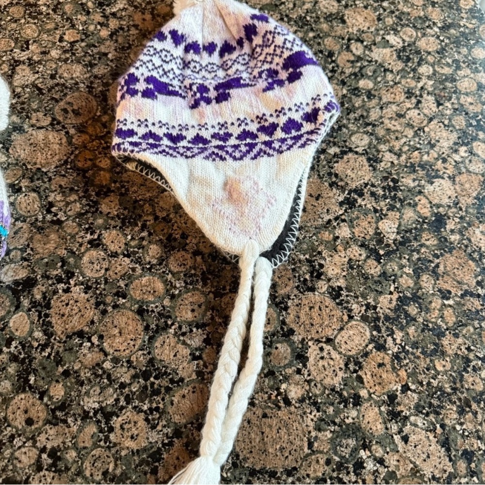 Cozy Purple and White Kids Knit Hat